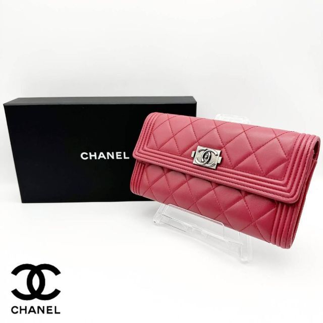 CHANEL(シャネル)の最終値下げ！　シャネル　ボーイシャネル　マトラッセ　ラムスキン　長財布　ピンク レディースのファッション小物(財布)の商品写真