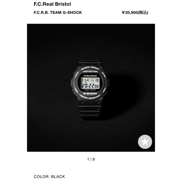 F.C.Real Bristol F.C.R.B. TEAM G-SHOCK 黒-