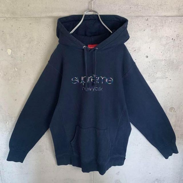 即完売モデル】シュプリーム☆刺繍ビッグロゴ定番カラーパーカー 入手