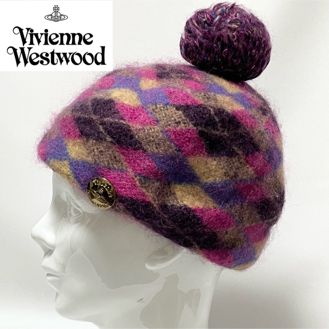 Vivienne Westwood(ヴィヴィアンウエストウッド)の【新品】VivienneWestwood日本製アーガイル柄ゴールドオーブ付ベレー レディースの帽子(ハンチング/ベレー帽)の商品写真
