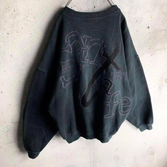 希少デザイン】サンタフェ☆スウェット 両面 刺繍ロゴ 黒 M トレーナー