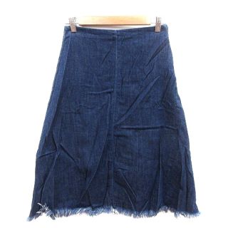 ザラ(ZARA)のザラ トラファルック フレアスカート ミモレ ロング デニム XS 紺 ネイビー(ロングスカート)