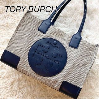 美品♡A4収納可 トリーバーチ ミニ エラ キャンバストート レザー