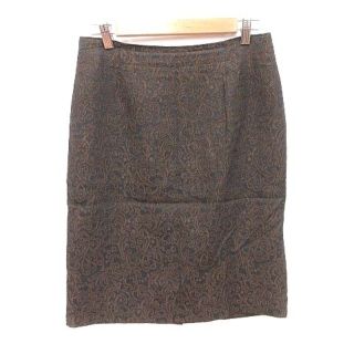 アンクライン(ANNE KLEIN)のアンクライン タイトスカート ひざ丈 総レース 11 茶 ブラウン 黒 ■MO(ひざ丈スカート)