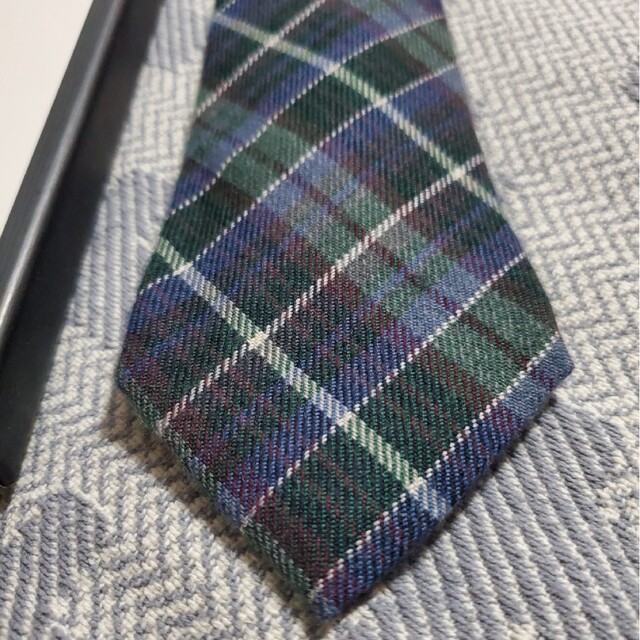 【未使用美品 人気ブランド GUCCI】グリーン×チェック カシミアのネクタイ