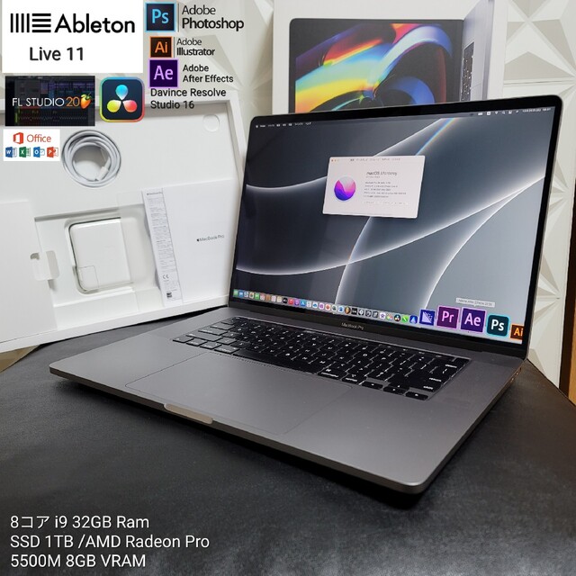 雎ｪ闖ｯ縺ｧ譁ｰ縺励＞ Apple 鄒主刀 MacBook Pro 16繧､繝ｳ繝� i9/32GB/1TB/VRAM8GB 繝弱�ｼ繝�PC