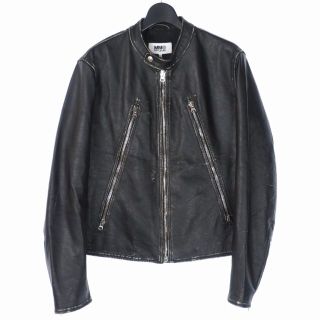 MM6 - MM6 八の字 シングルライダース ダメージ加工 レザー ジャケット