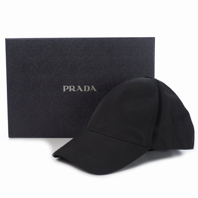 送料無料/新品 プラダ PRADA トライアングル ロゴ ナイロン ベースボール キャップ 帽子