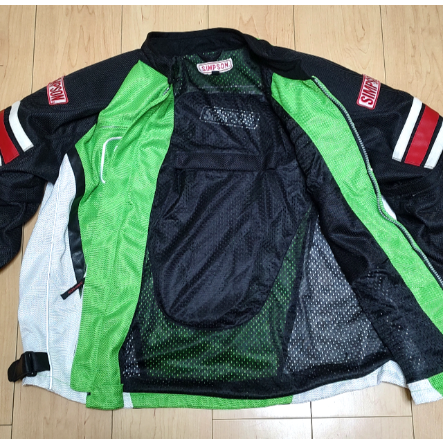 【美品】SIMPSON メッシュバイクジャケット グリーン　夏　2WAY 美品】SIMPSON メッシュバイクジャケット グリーン 夏 2WAY