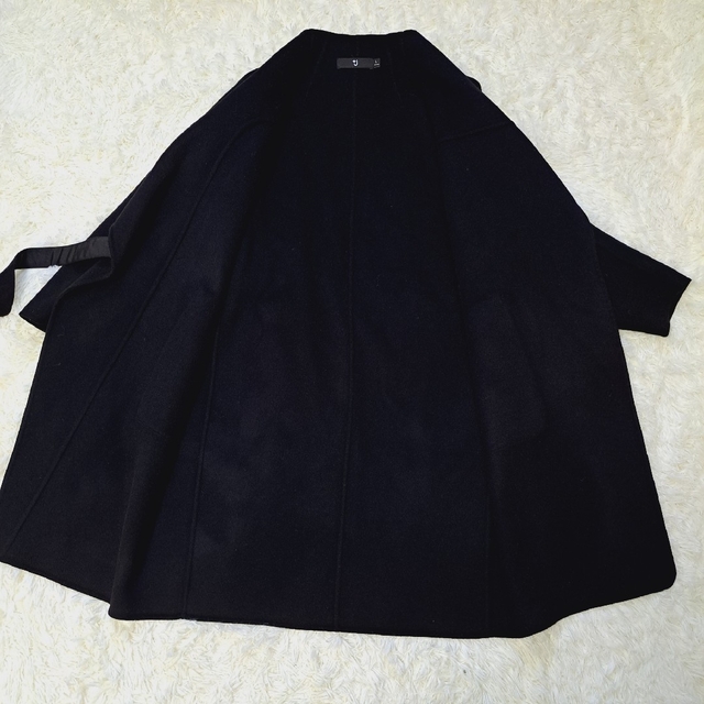 UNIQLO(ユニクロ)のユニクロ+Jカシミヤブレンドノーカラーコート 黒 L UNIQLO ロングコート レディースのジャケット/アウター(ロングコート)の商品写真