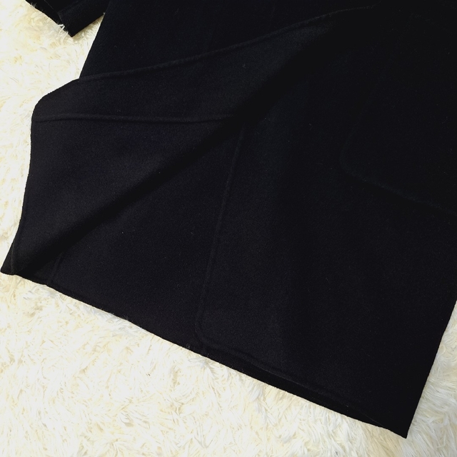 UNIQLO(ユニクロ)のユニクロ+Jカシミヤブレンドノーカラーコート 黒 L UNIQLO ロングコート レディースのジャケット/アウター(ロングコート)の商品写真
