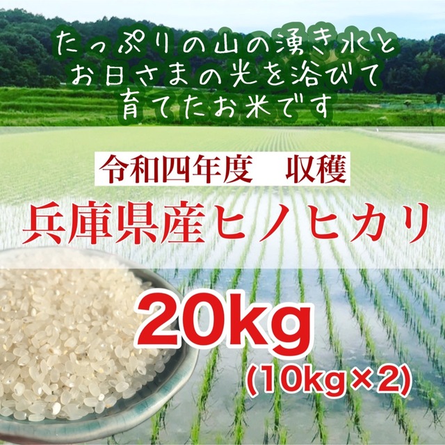 山の湧き水育ち 農家の令和四年新米 兵庫県産ヒノヒカリ 20kg(10kg×2