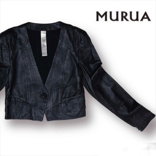 ムルーア(MURUA)の【美品】MURUA レザージャケット シープスキン羊革 黒 モノトーン シングル(ノーカラージャケット)