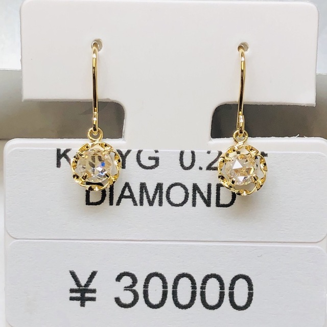 DE-24407 K18YG フックピアス ダイヤモンド