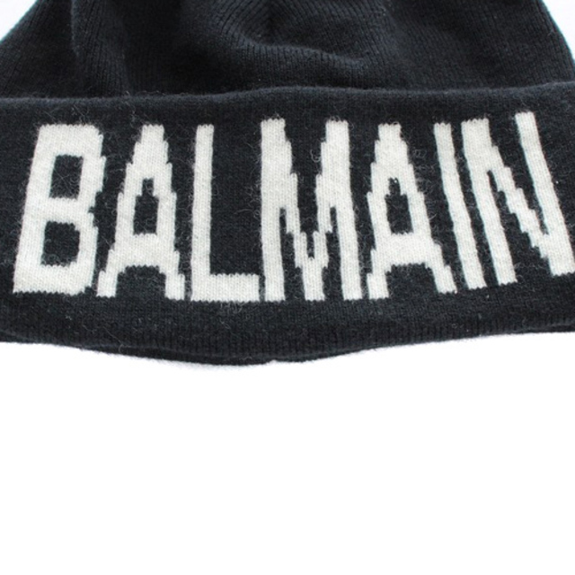 BALMAIN(バルマン)のバルマン 帽子 ロゴ ニット帽 バイカラー 黒 白 メンズの帽子(その他)の商品写真