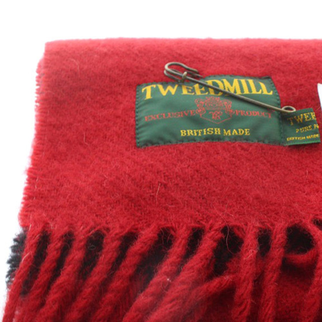 TWEEDMILL(ツイードミル)のツイードミル ストール ピン付 ウール 大判 チェック マフラー べージュ 赤 レディースのファッション小物(マフラー/ショール)の商品写真