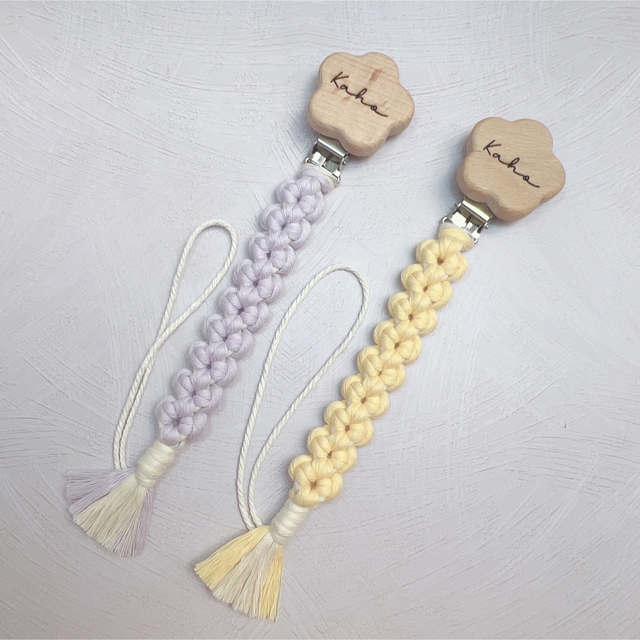 コットン❁おしゃぶりホルダー 歯固め ハンドメイド マクラメ ベビー