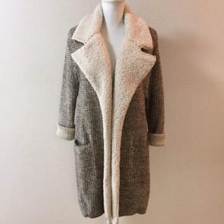 ザラ(ZARA)のzara 襟ボア ニットガウン(ガウンコート)