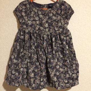 ベビーギャップ(babyGAP)のbaby Gap 90 秋冬 花柄ワンピース モノトーン(ワンピース)