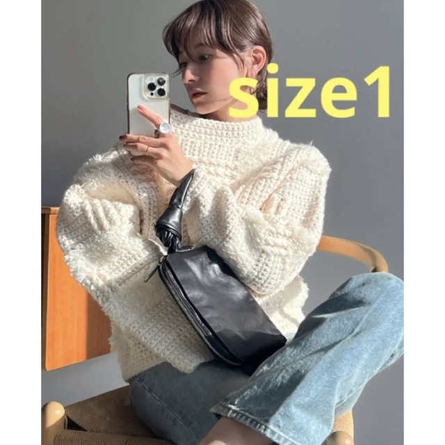 CLANE(クラネ)の【CLANE クラネ】WIDE CHECK HAND KNIT サイズ1 レディースのトップス(ニット/セーター)の商品写真