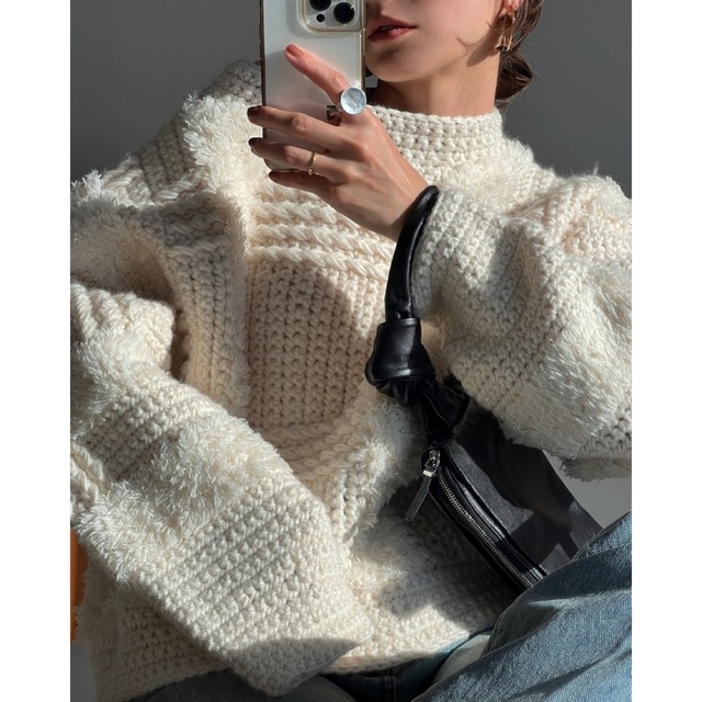 CLANE(クラネ)の【CLANE クラネ】WIDE CHECK HAND KNIT サイズ1 レディースのトップス(ニット/セーター)の商品写真