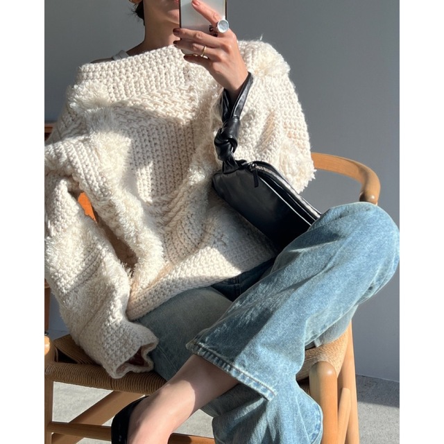 CLANE(クラネ)の【CLANE クラネ】WIDE CHECK HAND KNIT サイズ1 レディースのトップス(ニット/セーター)の商品写真