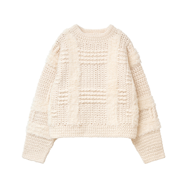 【CLANE クラネ】WIDE CHECK HAND KNIT サイズ1 7