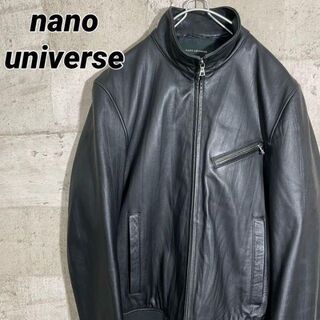 ナノユニバース(nano・universe)の美品✨　ナノユニバース　レザージャケット　ライダース　シングル　黒　Mサイズ(レザージャケット)