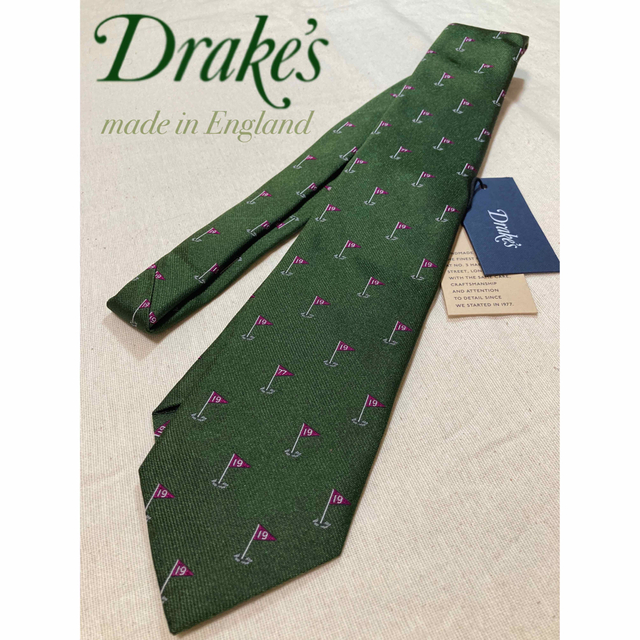 【新品•未使用】Drake's／ドレイクス／ネクタイ／ゴルフ柄／グリーン