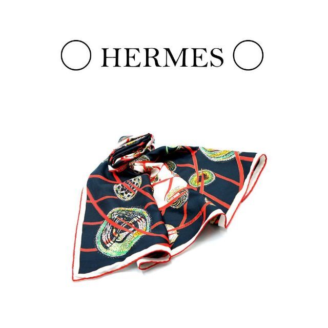 【良品】HERMES エルメス　シルク　カレ 90　宇宙の花火　スカーフ　黒縦88×横86cm✔付属品