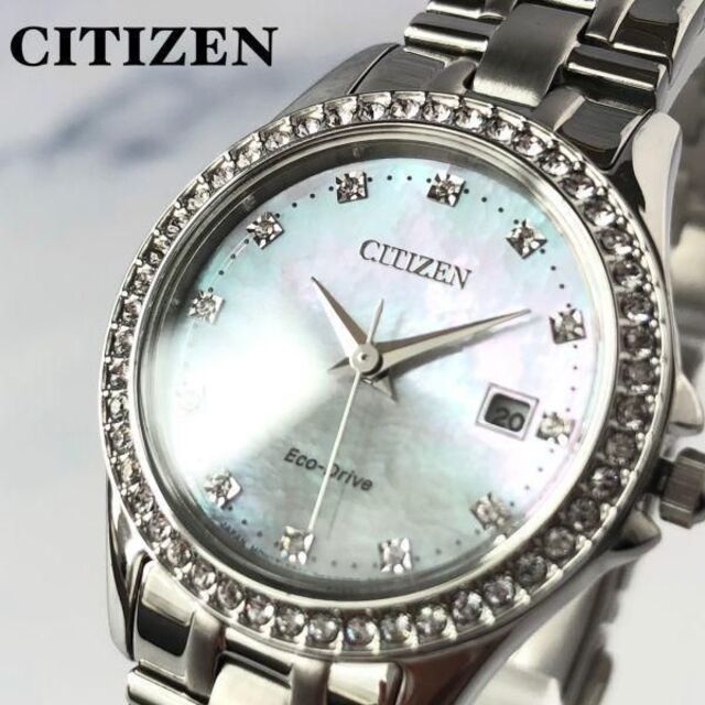 スワロフスキークリスタル★シチズン ソーラー 腕時計 CITIZEN レディースE011ケースベルト素材