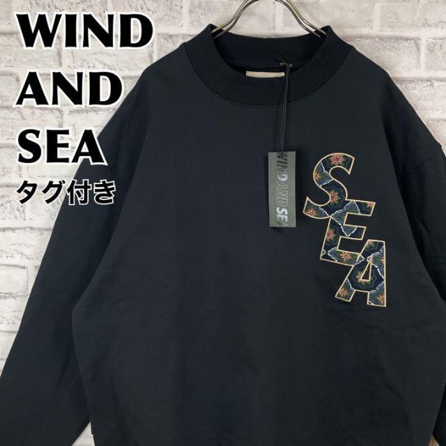 ブラック状態WIND AND SEA × BEYOUTH スウェットトレーナー 刺繍ロゴ和柄