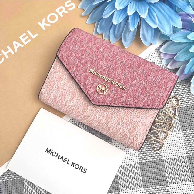 新品 マイケルコース MICHEAL KORS シグネチャーピンク キーケース