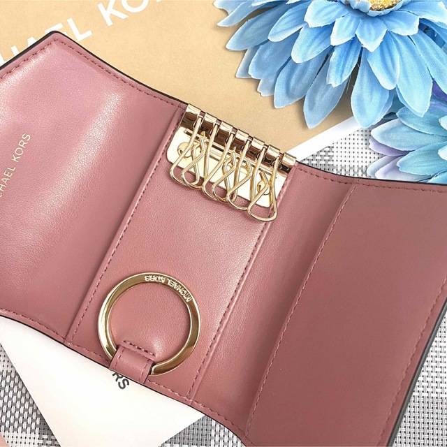 新品☆MICHAEL KORS ピンク シグネチャー レザー キーケース