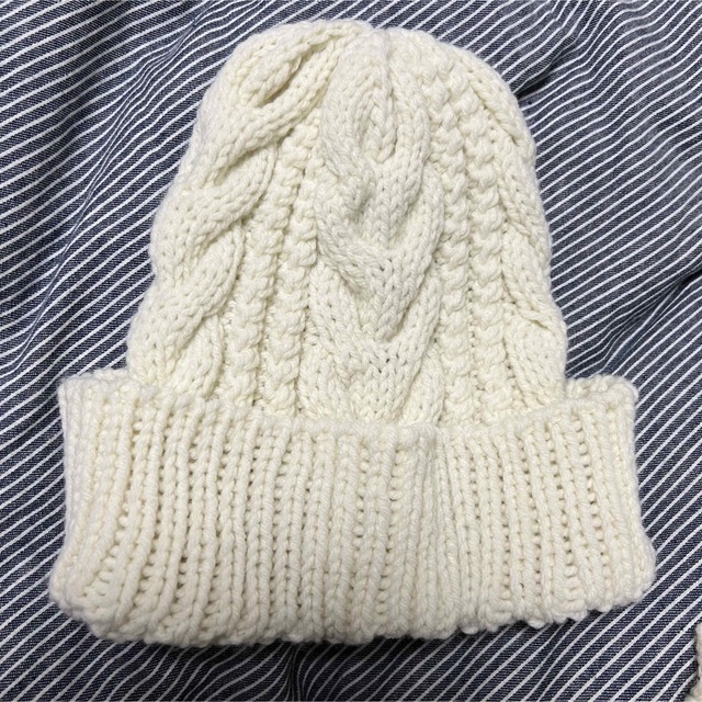 手編みニット帽マフラー(レース編み)セット　未使用品 レディースのファッション小物(マフラー/ショール)の商品写真