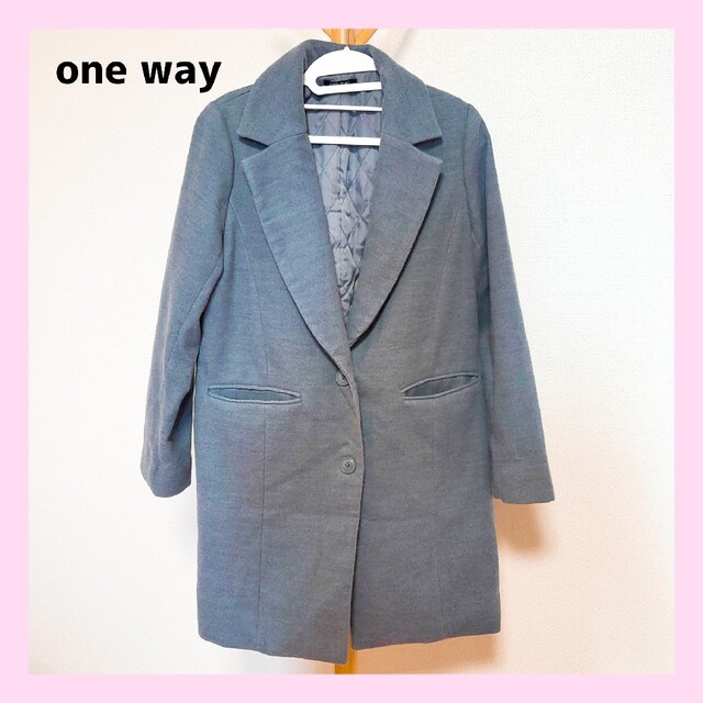 one*way(ワンウェイ)のone way チェスターコート グレー レディースのジャケット/アウター(チェスターコート)の商品写真