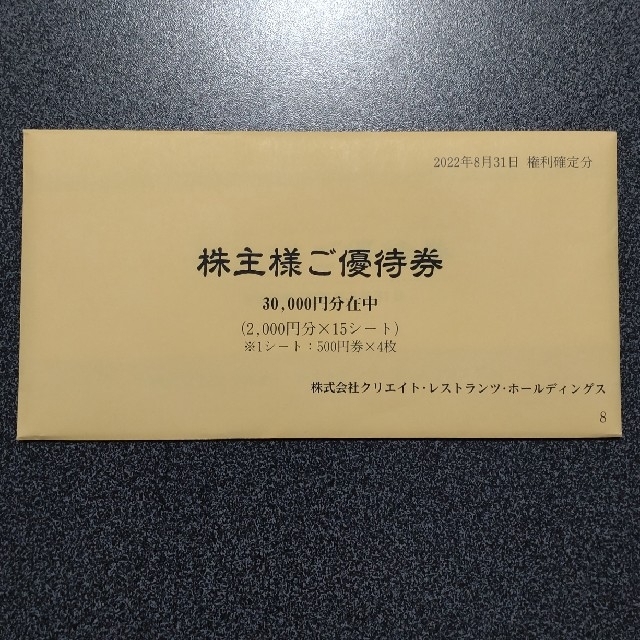 クリエイトレストランツ株主優待券 30，000円の+urbandrive.co.ke