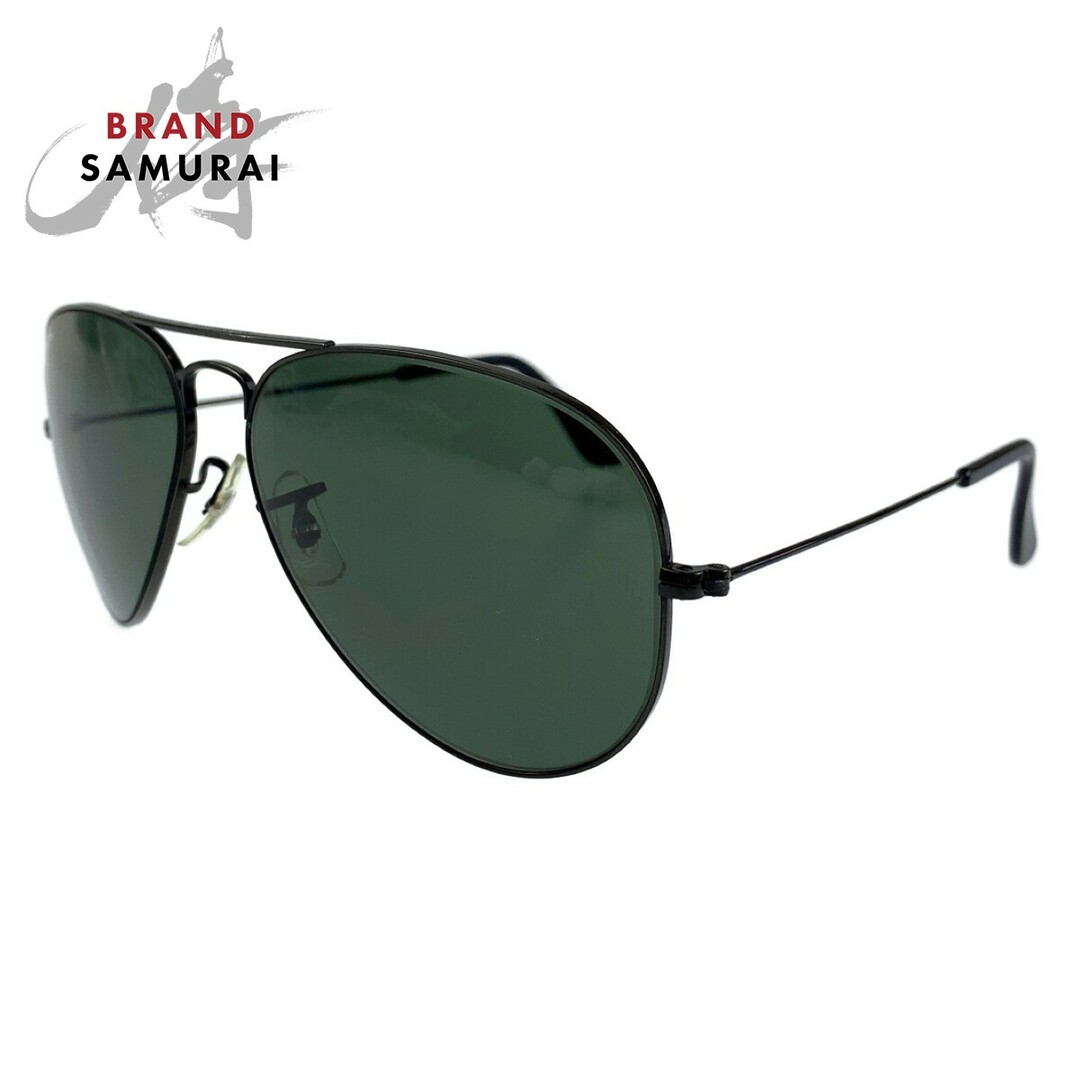 美品 Ray-Ban レイバン アビエーター パイロット B&L ボシュロム ブラック ゴールド メタル RAY BAN 58□14 サングラス ティアドロップ 306860