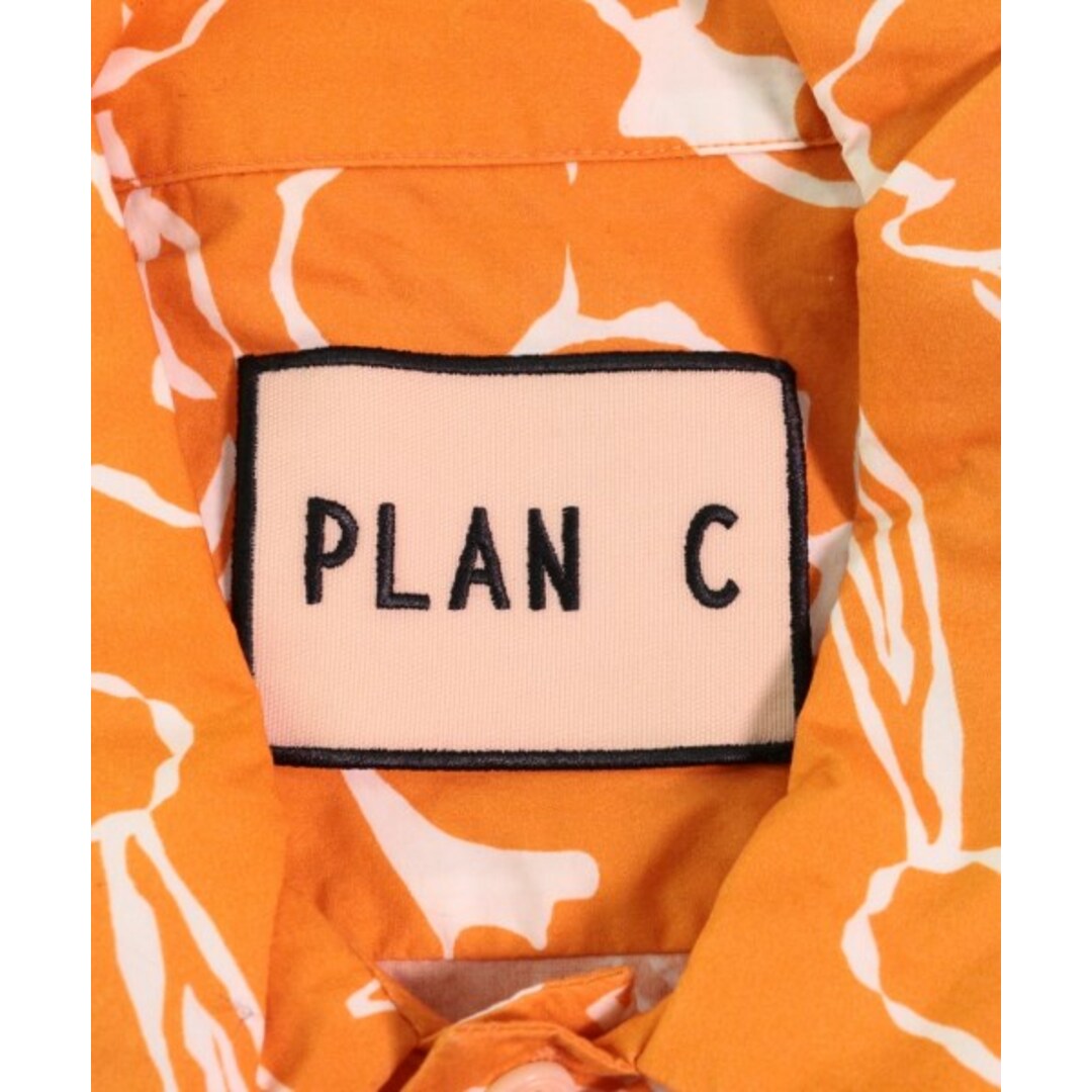 PLAN C プランシー カジュアルシャツ 40(M位) オレンジx白(花柄) 【古着】【中古】