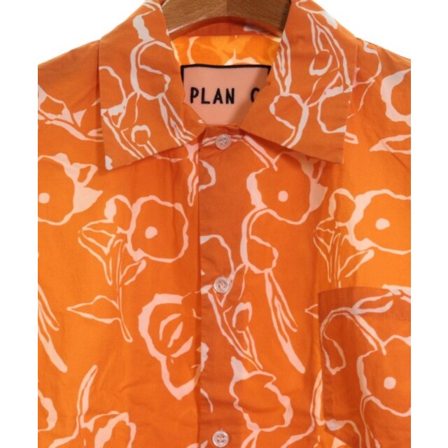 PLAN C プランシー カジュアルシャツ 40(M位) オレンジx白(花柄) 【古着】【中古】