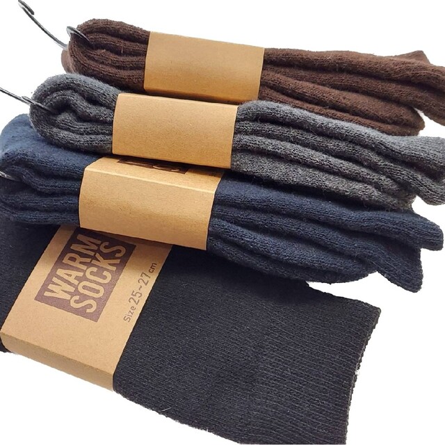 毛混 パイル編み ダブルに暖か♪ 紳士 冬用 暖かい靴下 厚手 メンズソックス メンズのレッグウェア(ソックス)の商品写真