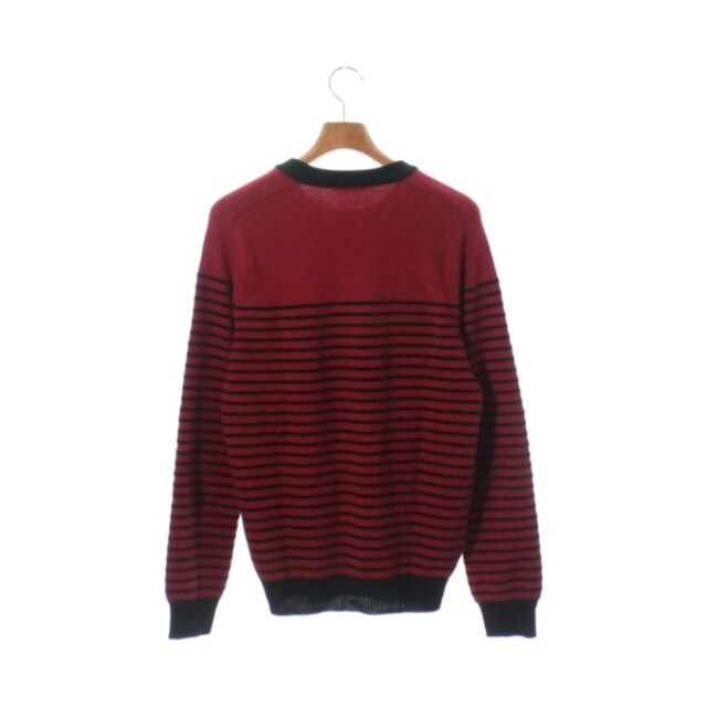 UNISEX S/M BALMAIN 肩ボタン ボーダー ニット セーター 黒xネイビー M