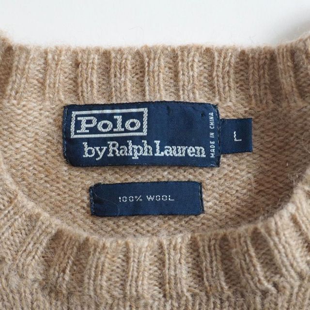 Ralph Lauren(ラルフローレン)のラルフローレン　ウール１００％　ニット　セーター　ポロベア　ベージュ　美品 メンズのトップス(ニット/セーター)の商品写真