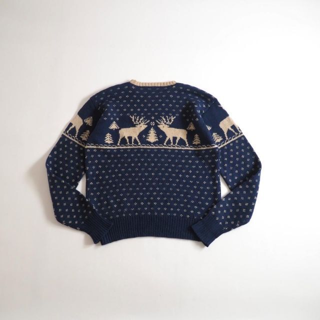 Ralph Lauren(ラルフローレン)のラルフローレン　ウール１００％　手編みニット　ノルディック柄　ネイビー　美品 メンズのトップス(ニット/セーター)の商品写真