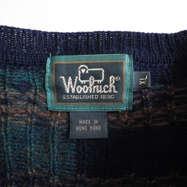 WOOLRICH(ウールリッチ)のウールリッチ　ウール１００％　ニット　セーター　パッチワーク柄　美品 メンズのトップス(ニット/セーター)の商品写真