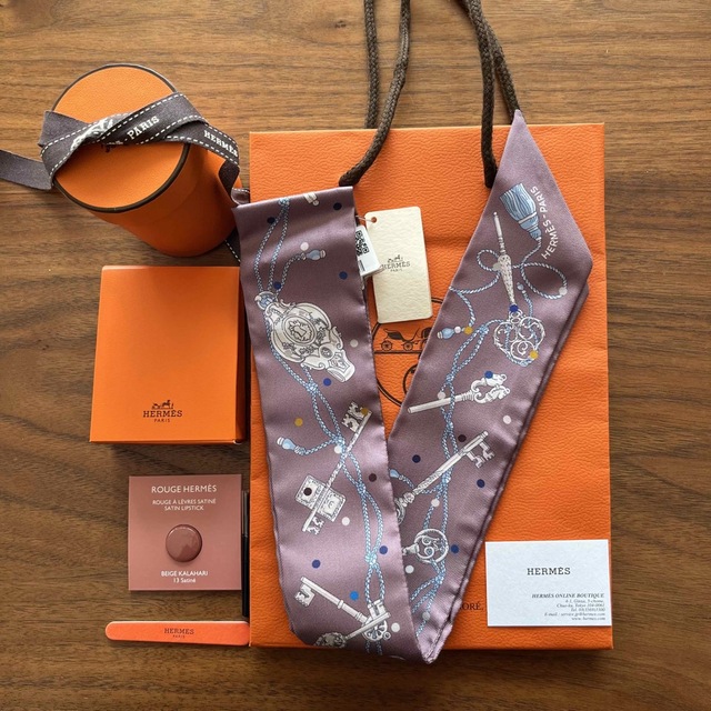 箱あり エルメス HERMES ツイリー レクレアポア 鍵 マロングラッセ