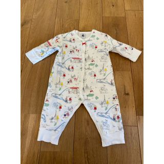 プチバトー(PETIT BATEAU)のプチバトー　ロンパース　裏起毛　6m 美品(ロンパース)