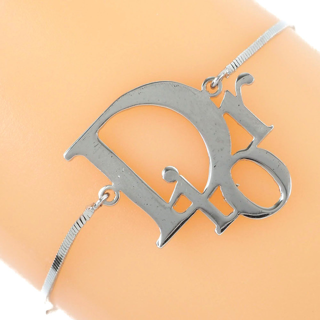 【Dior】クリスチャンディオール ロゴ 金属製 シルバー レディース ブレスレット