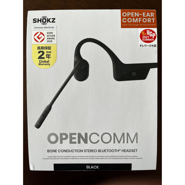 AFTERSHOKZ ブルートゥースイヤホン OPENCOMM BLACK - ヘッドフォン ...