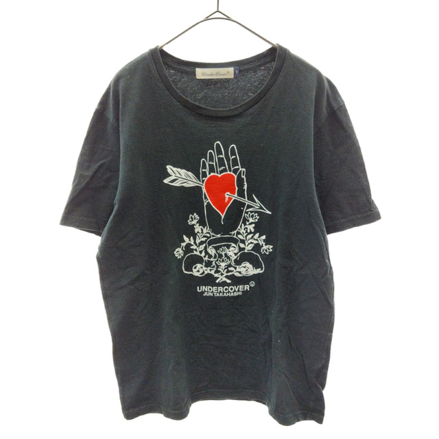 UNDERCOVER アンダーカバー 16AW TEE heart ハート&ハンドプリント半袖Tシャツ ブラック カットソー